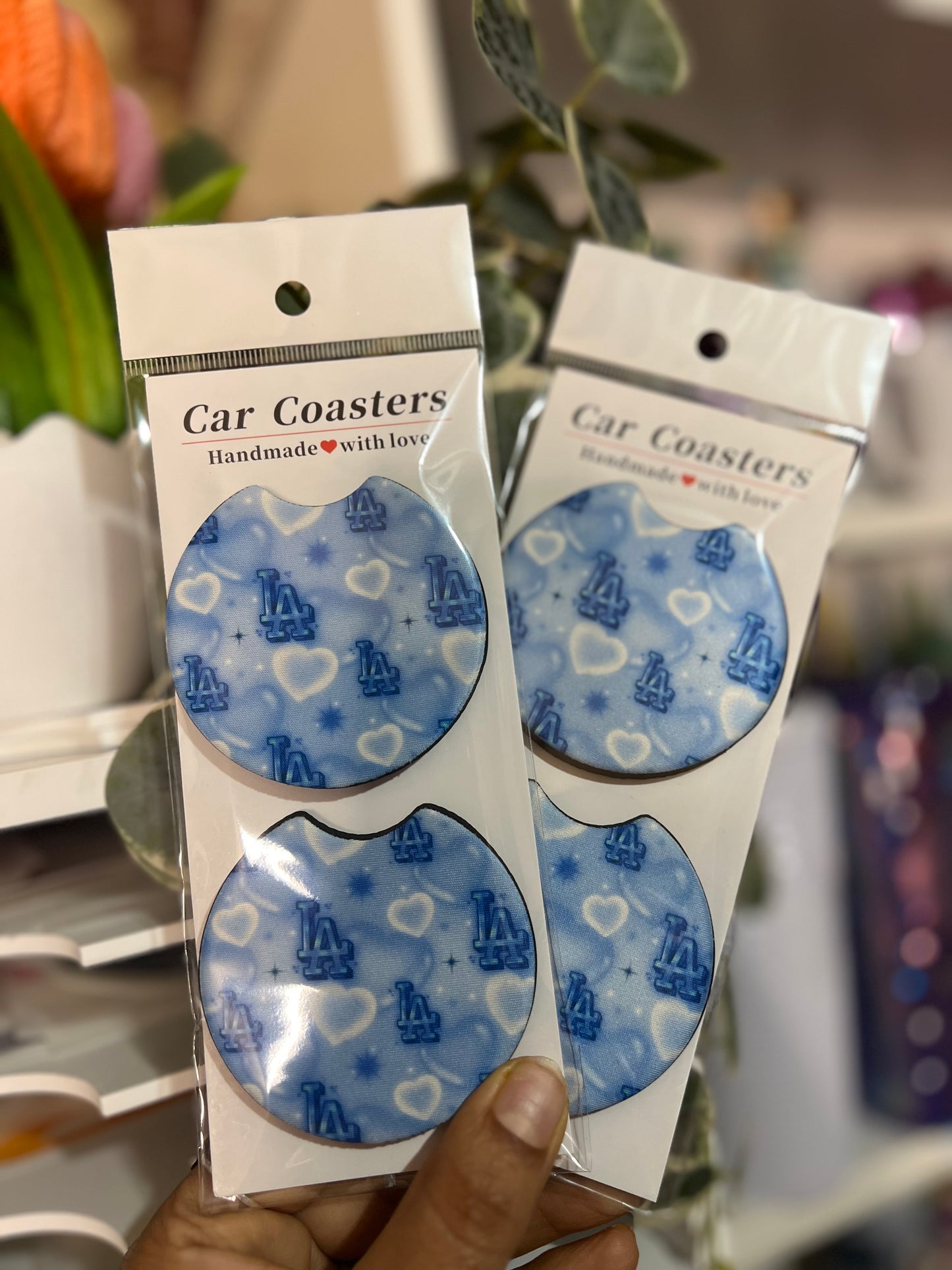 LA Airbrush Hearts Car Coasters