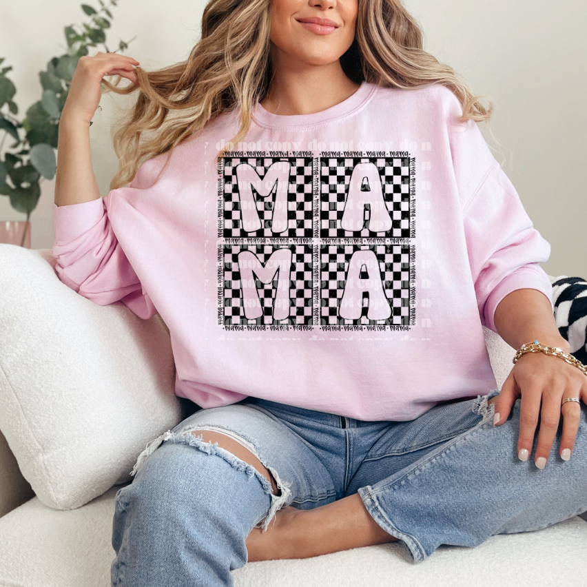 Mama Checkered Pattern DTF