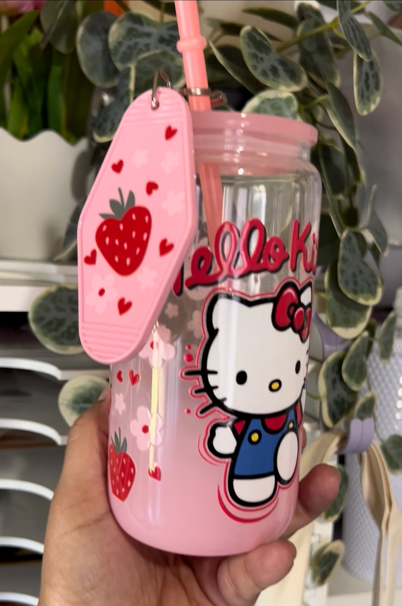 HK Pink Berry Ombre 16oz Glass Cup
