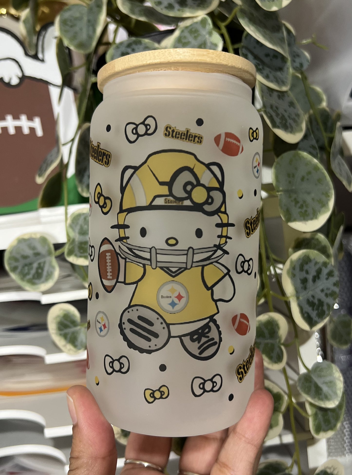 HK Football 16oz Frosted Glass Cup