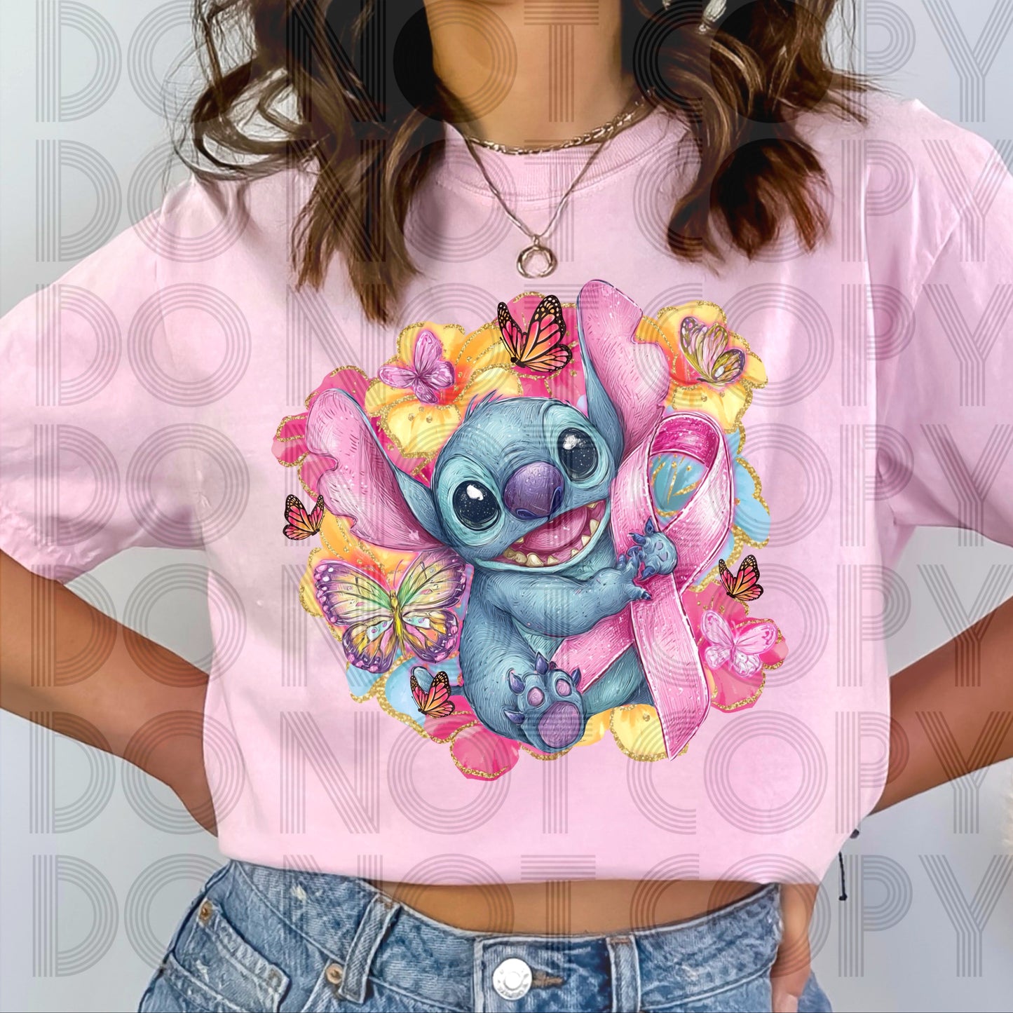 Pink Ribbon Floral DTF