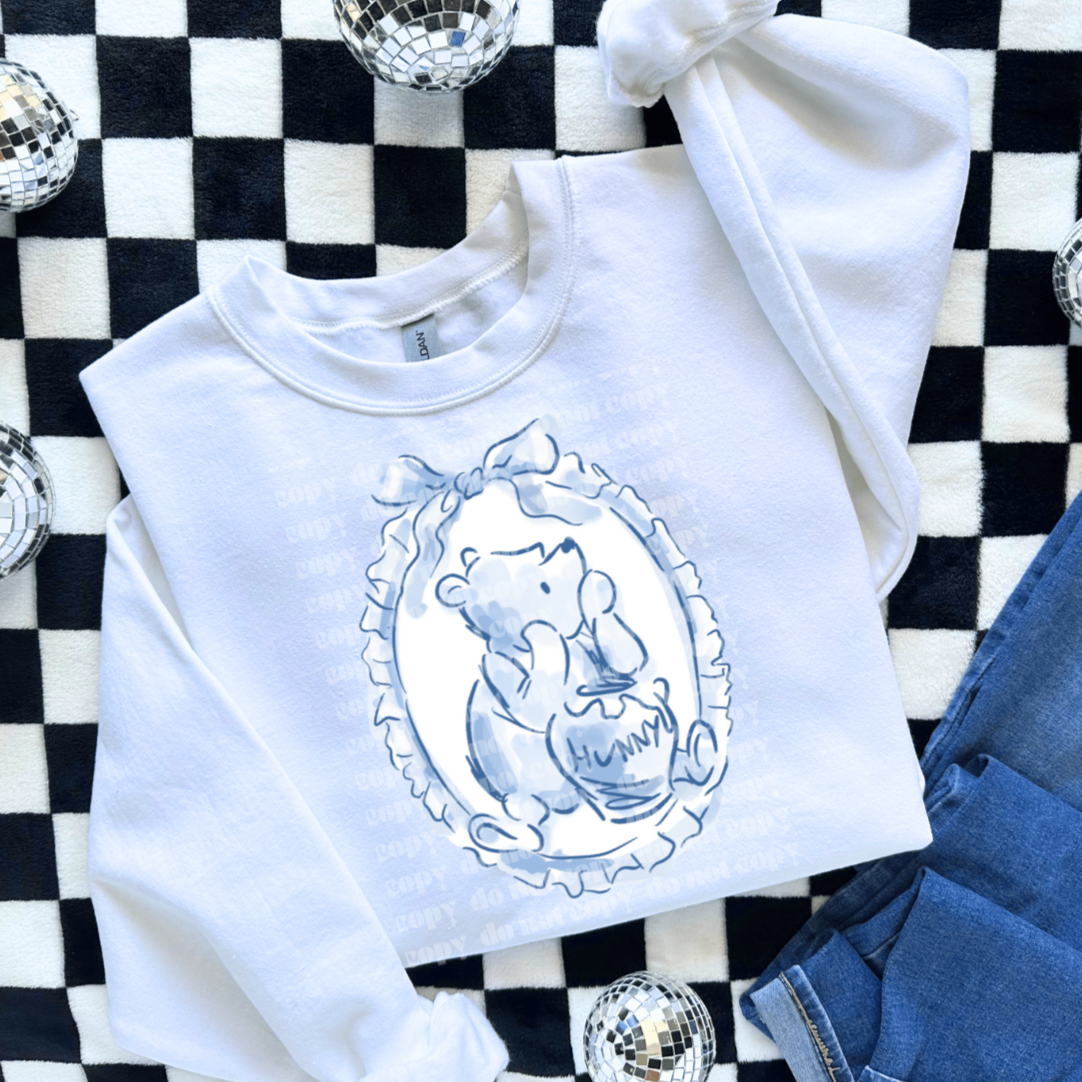 Blue Bear Bow Frame DTF