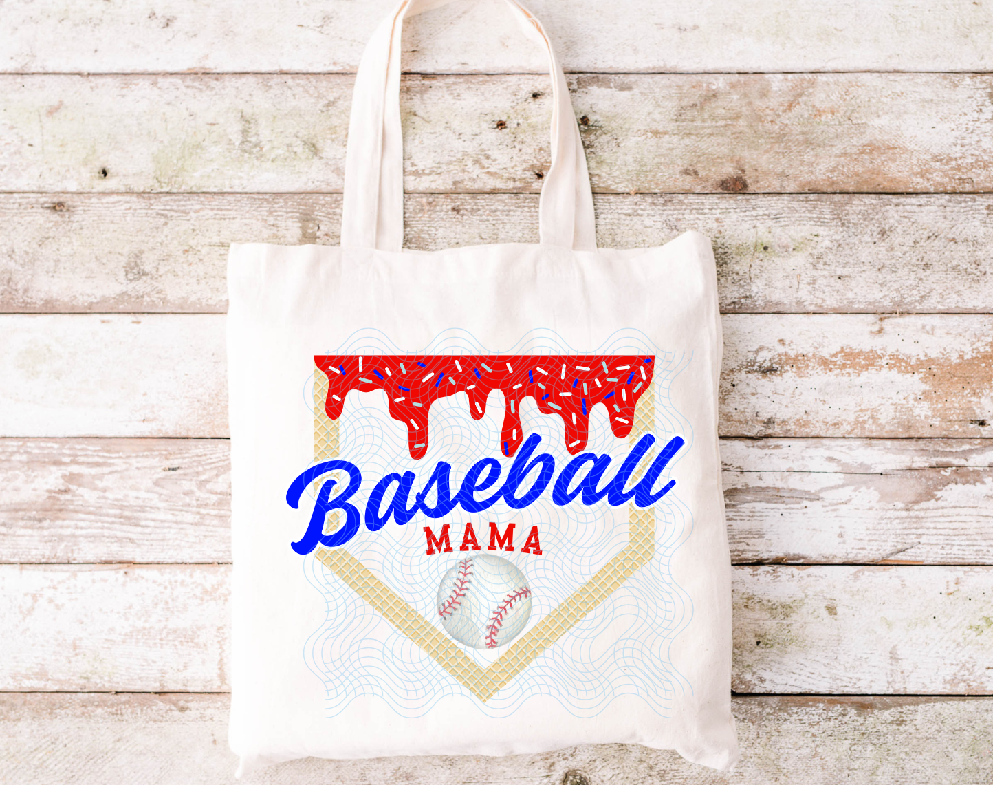 Baseball Mom Drip Tote Bag