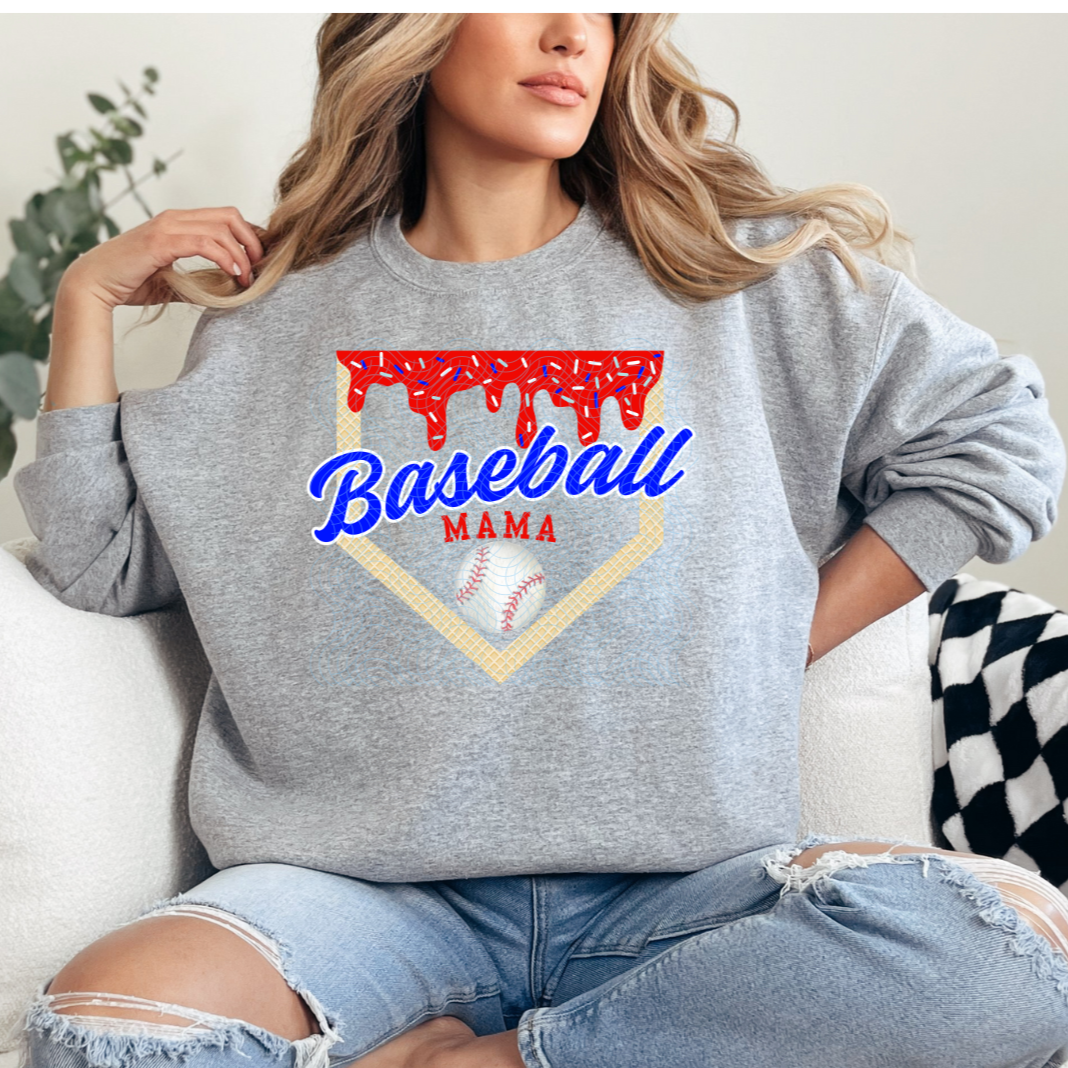 Baseball Mama Red Drip DTF