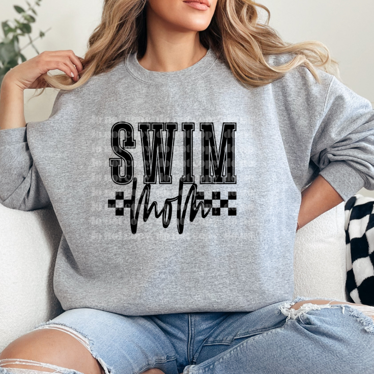 Checkered Swim Mom DTF