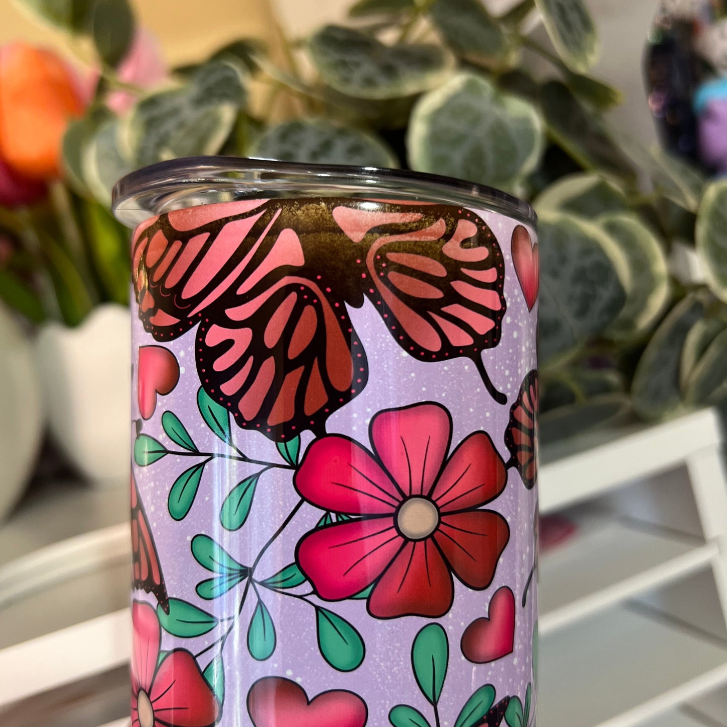 Oopsie Pink Butterflies Tumbler