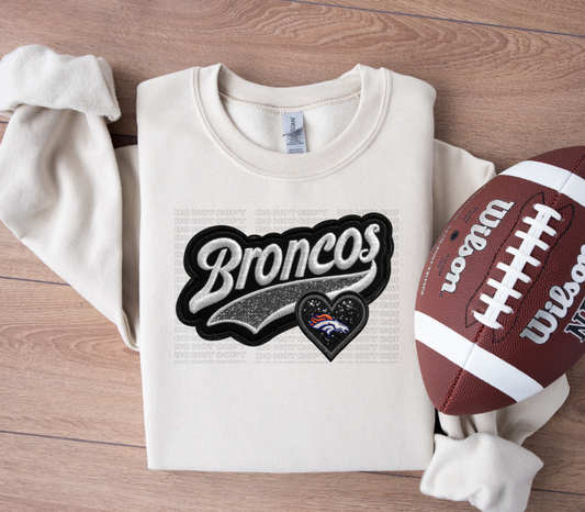 Varsity Broncos Faux Embroidery DTF