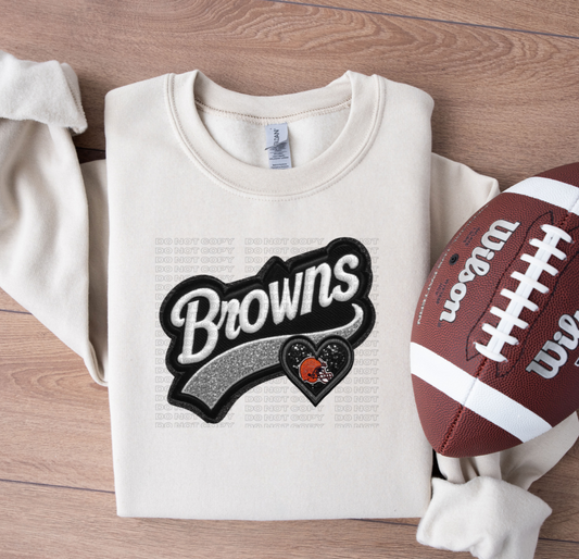 Varsity Browns Faux Embroidery DTF
