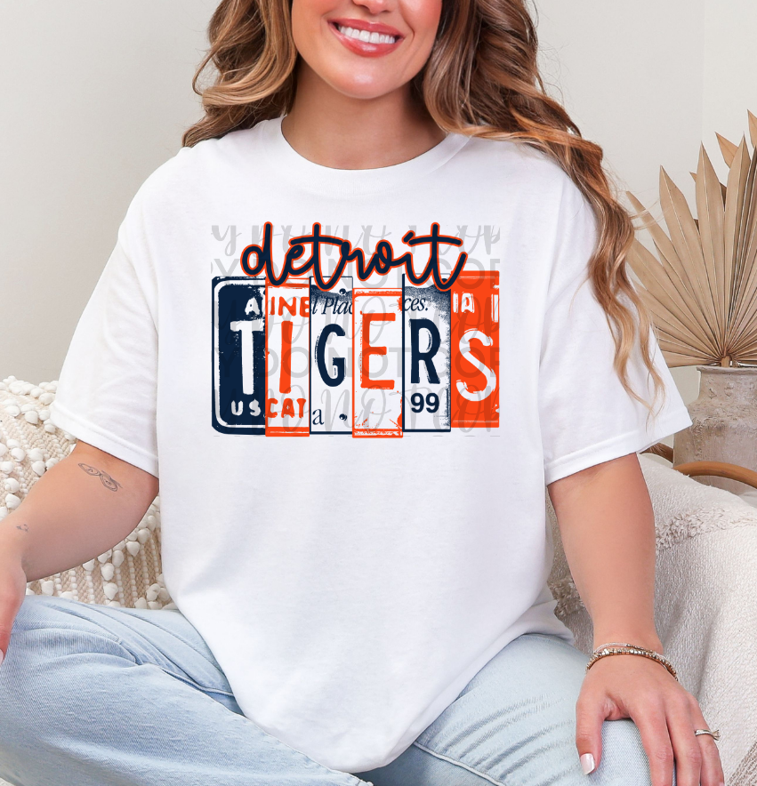 Baseball Detroit V2 License Plate DTF