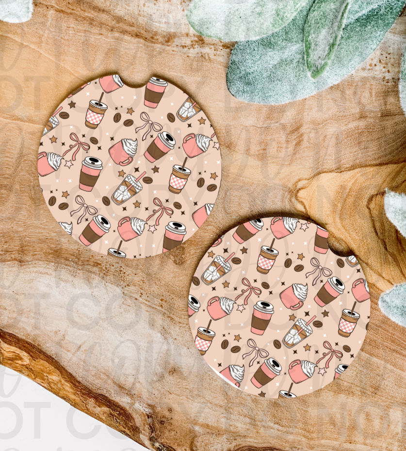 Girl Who Loves Coffee Car Coaster