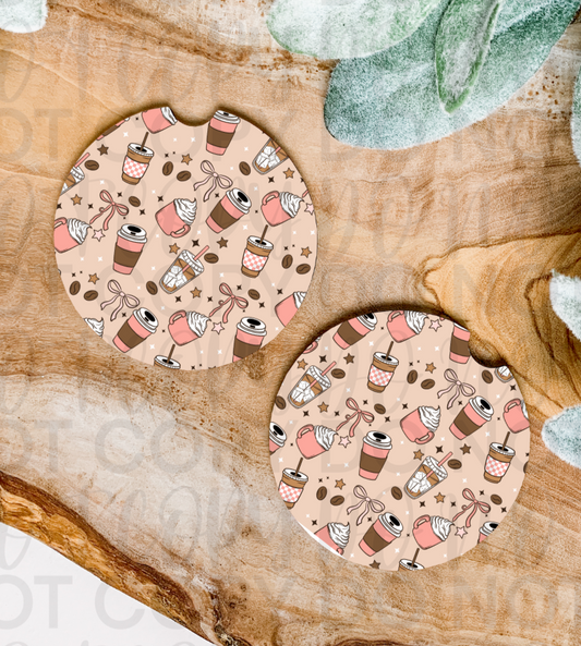 Girl Who Loves Coffee Car Coaster