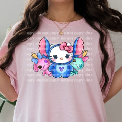 Blue Catt with Bow DTF