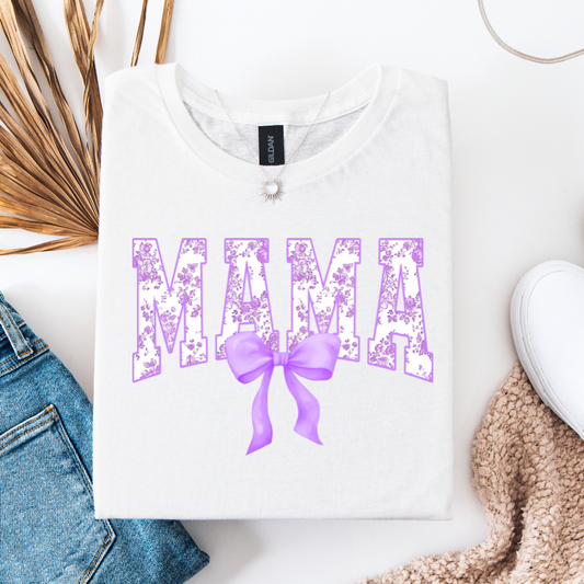 Mama Purple Floral Bow DTF