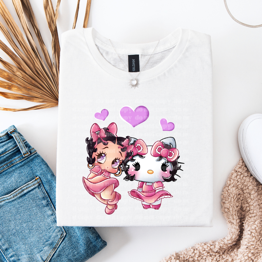 Pretty in Pink Bow & Hearts DTF