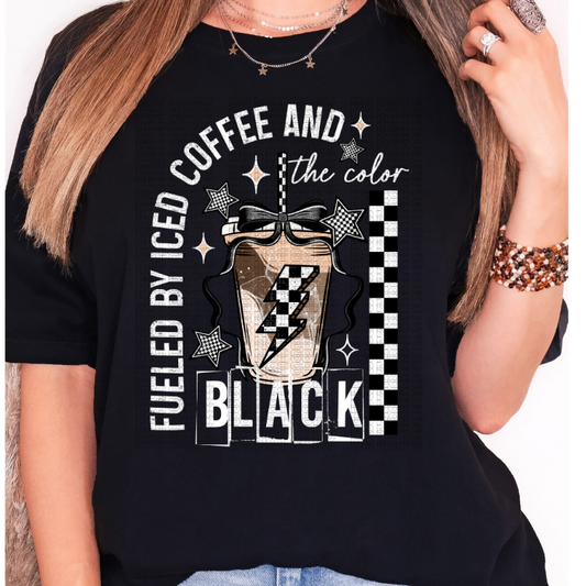 Fueled By Iced Coffee & Black (White) DTF