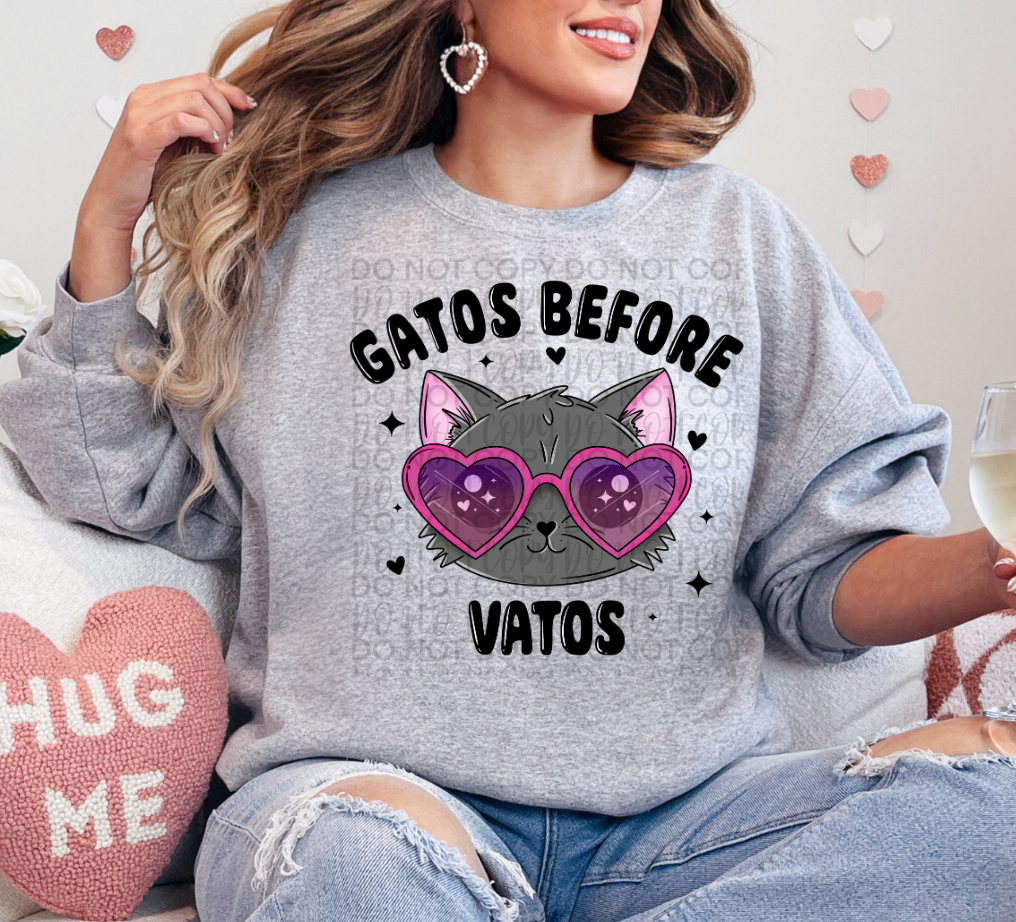 Gatos Before Vatos (Black Words) DTF