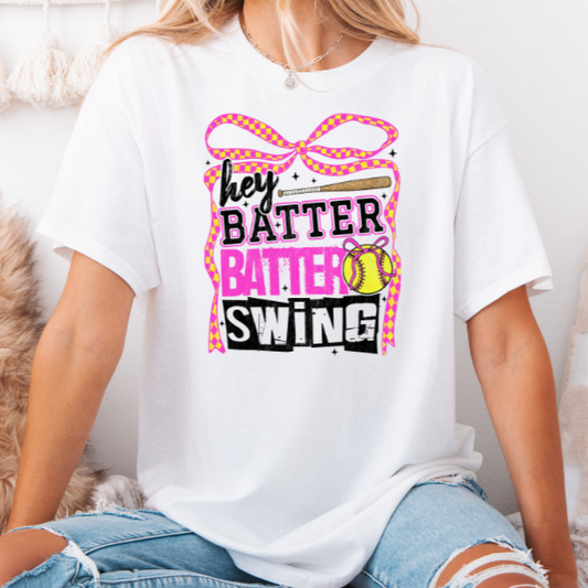 Hey Batter, Batter Swing Pink DTF