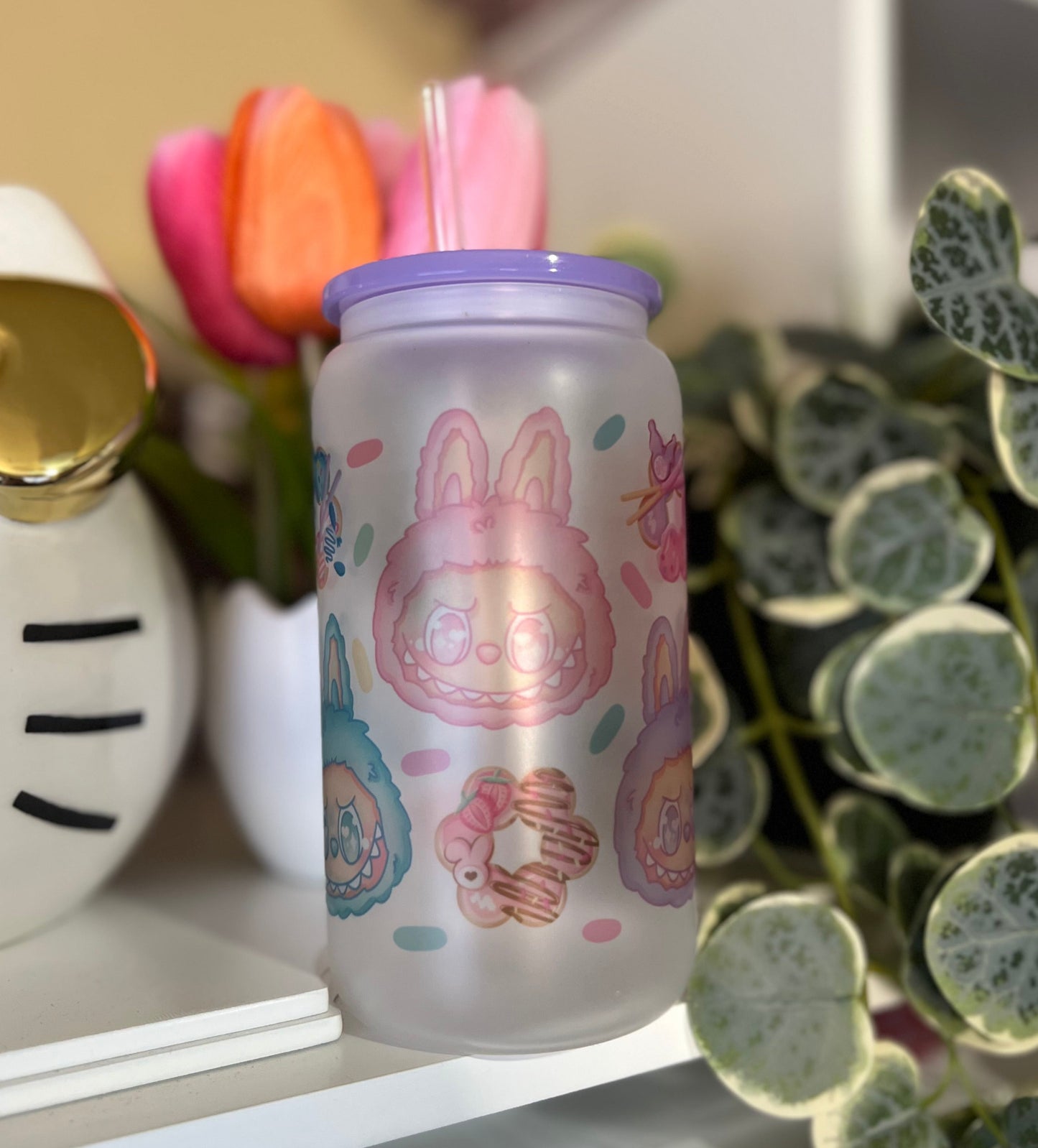 Mochi Monster Frosted Glass Cup