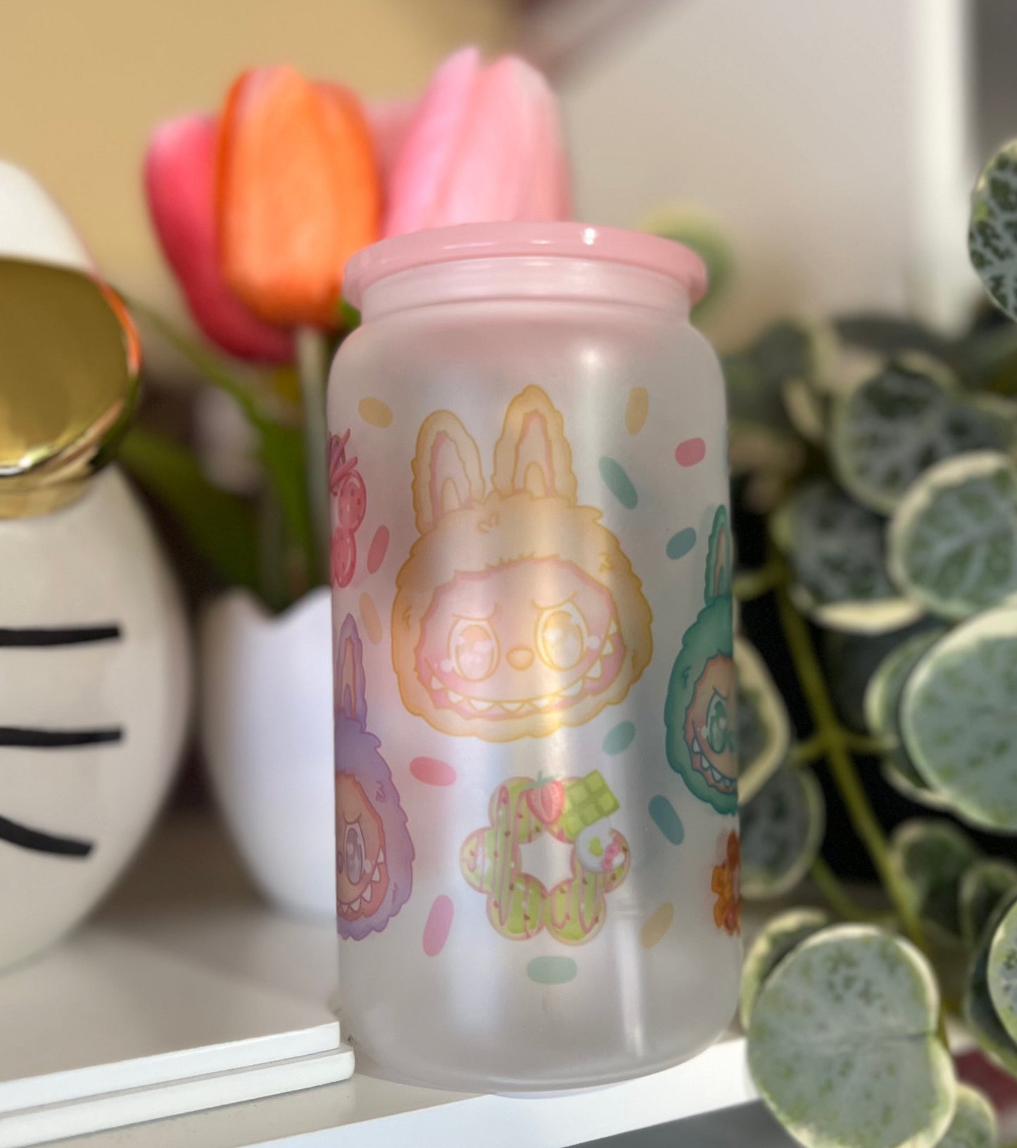 Mochi Monster Frosted Glass Cup