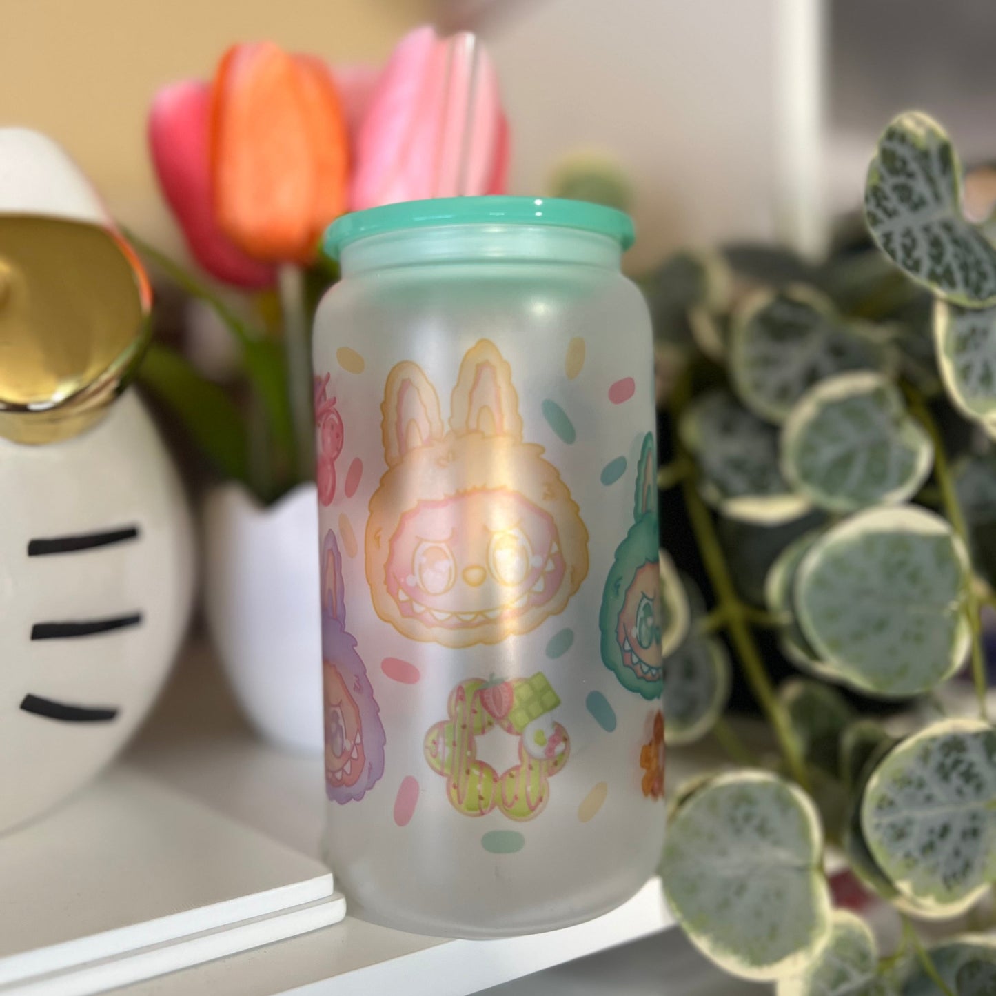 Mochi Monster Frosted Glass Cup