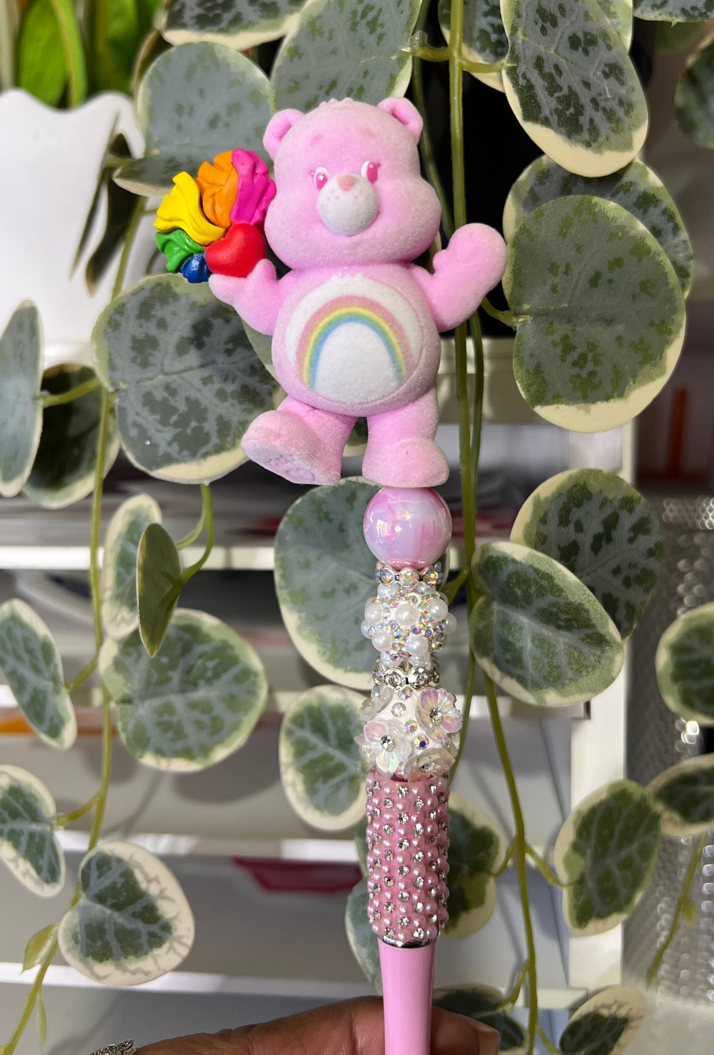 PINK BEAR PRE-MADE BEADED PEN