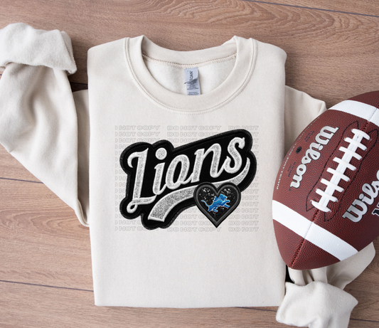 Varsity Lions Faux Embroidery DTF