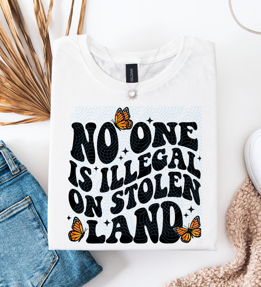 No One Is Illegal (Black) DTF
