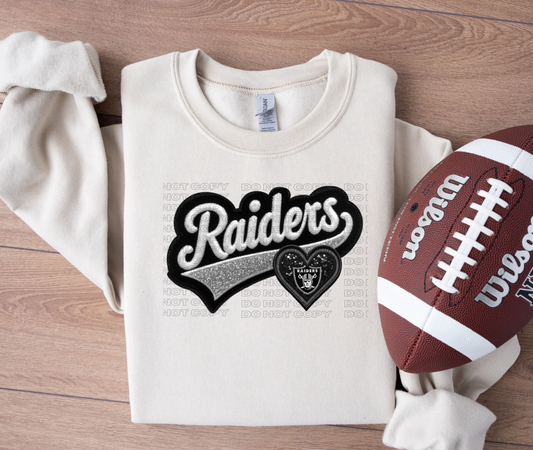 Varsity Raiders Faux Embroidery DTF