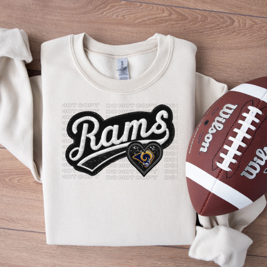 Varsity Rams Faux Embroidery DTF