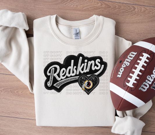 Varsity Redskin Faux Embroidery DTF