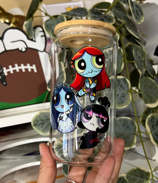 Spooky Girls 16oz Clear Glass Cup