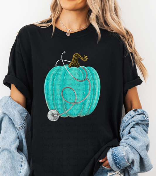 Teal Pumpkin Stethoscope DTF