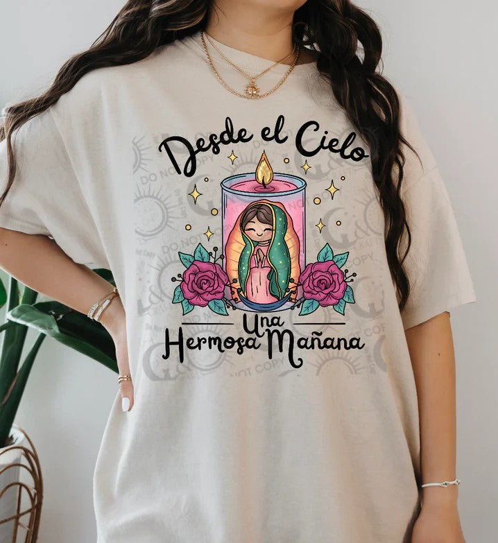 Virgencita Candle  (Black Words) DTF
