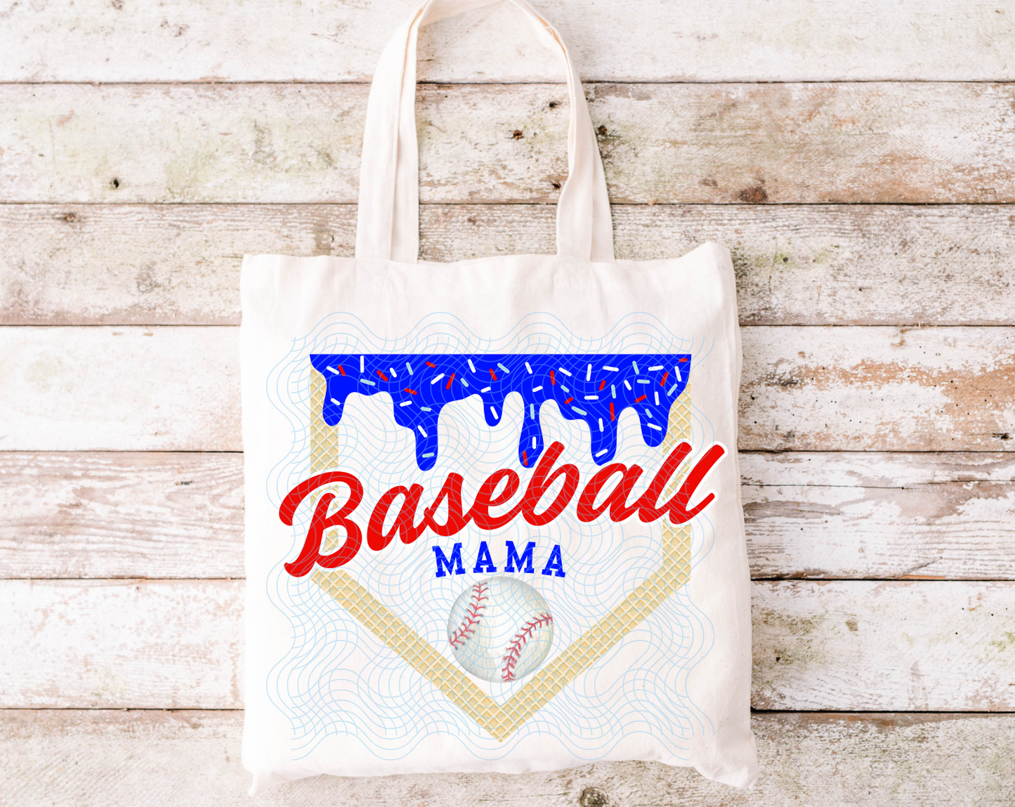 Baseball Mom Drip Tote Bag