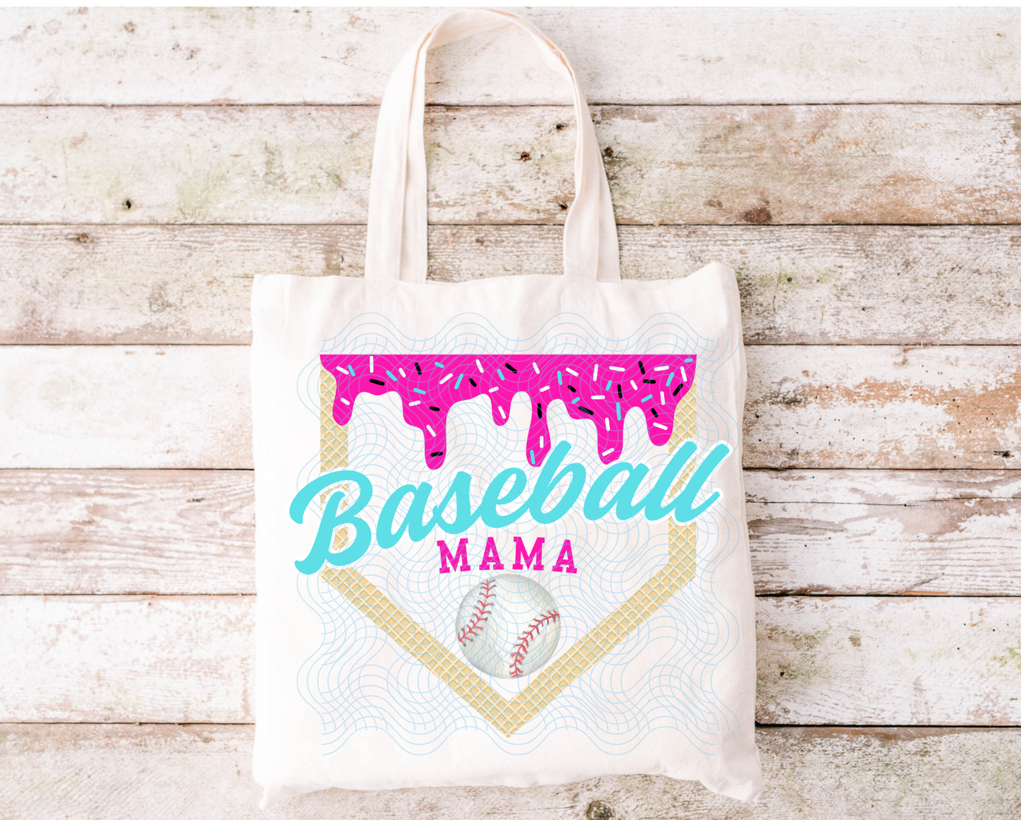 Baseball Mom Drip Tote Bag