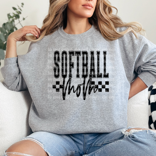Checkered Softball Mom DTF