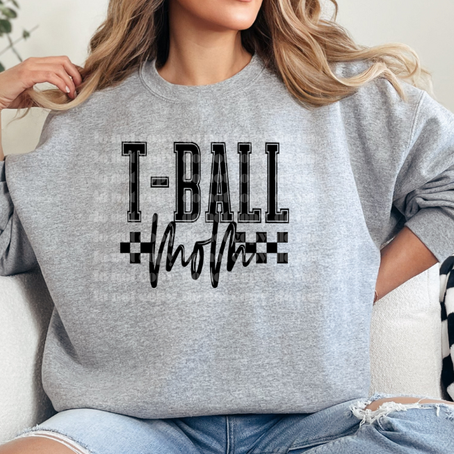 Checkered T-Ball Mom DTF